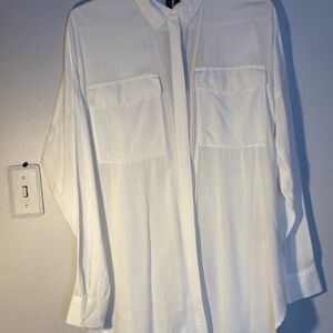 NWT VERA MODA Classic White Button-Front Shirt oversized XS PTP 22”